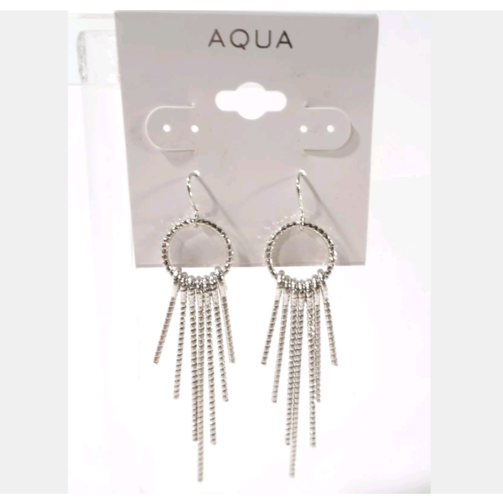 Aqua Silver Stick Fan Earrings 9$